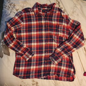J. Crew Men's Red White Blue Plaid Flannel Shirt XXL Pre-owned